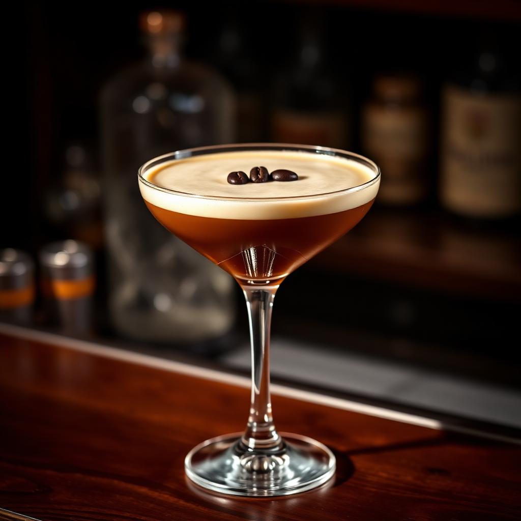 Espresso Martini cocktail in a Coupe ou martini