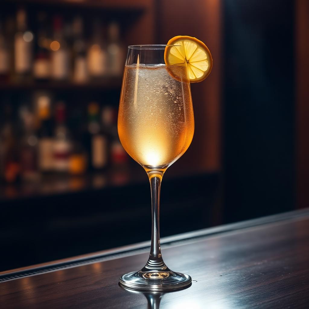 French 75 cocktail in a Flute