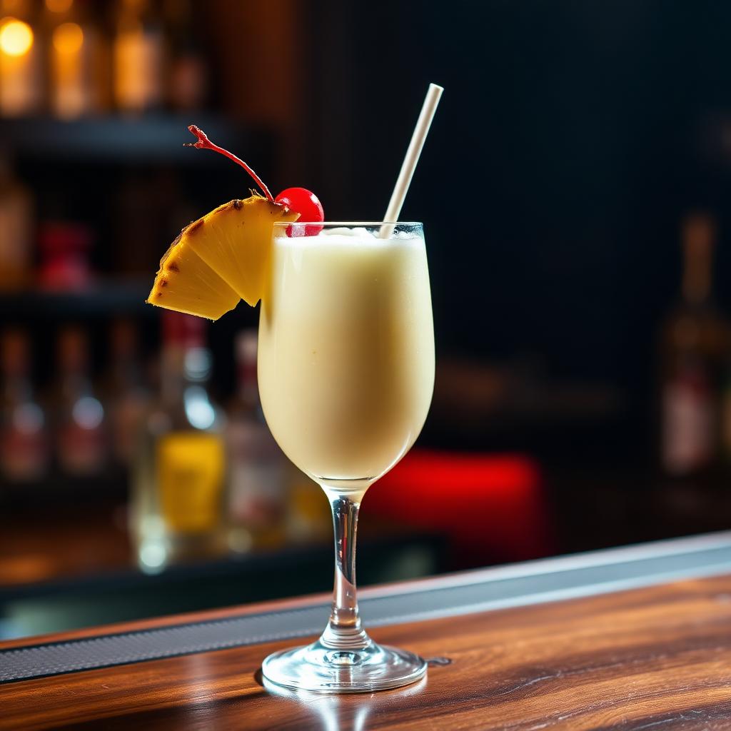 Piña Colada cocktail in a Hurricane ou poco grande